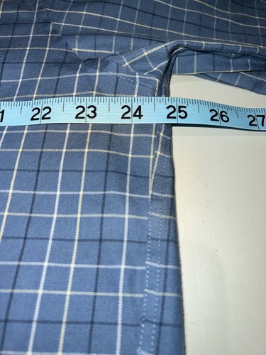 LL BEAN Long Sleeve Blue Plaid Dress Shirt Wrinkle Resistant Size Large - Picture 11 of 12