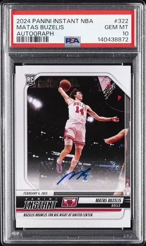 2024 PANINI INSTANT NBA AUTO #322 MATAS BUZELIS ROOKIE RC 19/99 PSA 10