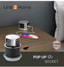 Link2Home EM-PU-100E Space Saver Pop Up Power Outlet - Black