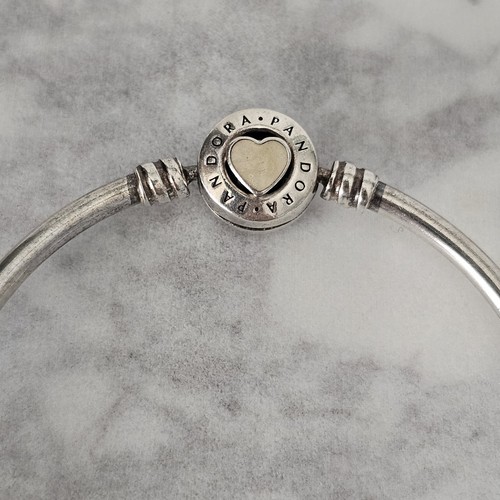 Pandora You Are So Loved Enamel Loving Heart Silver Bangle 17cm 590746 Free Post - Picture 2 of 18
