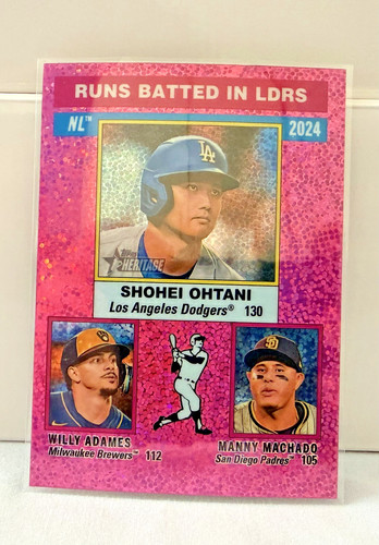 2025 Topps Heritage NL RBI Leaders Ohtani Adames Machado Pink Sparkle