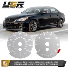 Silver Gauge Face Overlay For 2004-2005 BMW E60/E61 5 Series 4D Sedan / 5D Wagon