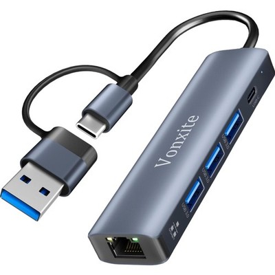 USB-C Ethernet Adapter 1000Mbps, 5-in-2 USB 3.0 RJ45 LAN Netzwerkadapter