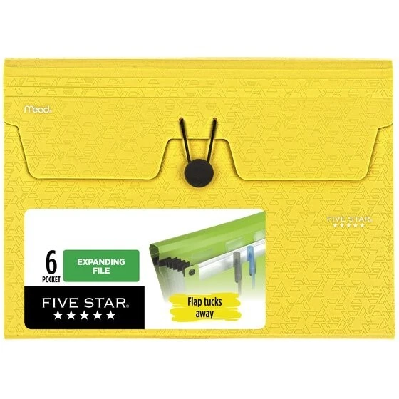 Mead Five Star Expanding File 6 Pocket Letter Size Asst Color School Office Home - Image 4 of 4