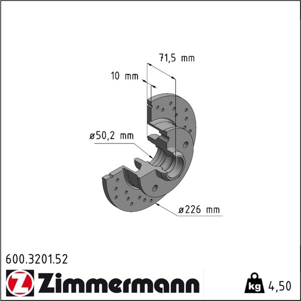 2X Zimmermann 600.3201.52 Bremsscheibe FüR VW Seat Golf Passat Vento Corrado-image