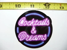 COCKTAILS DREAMS BAR NEON STYLE SMALL STICKER DECAL COLORFUL FUNNY