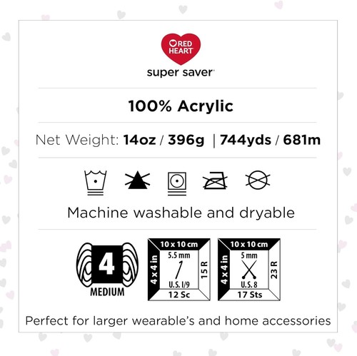 RED HEART E305.3965 Super Saver Ombre Yarn, 10 oz, ANEMONE - Picture 4 of 5