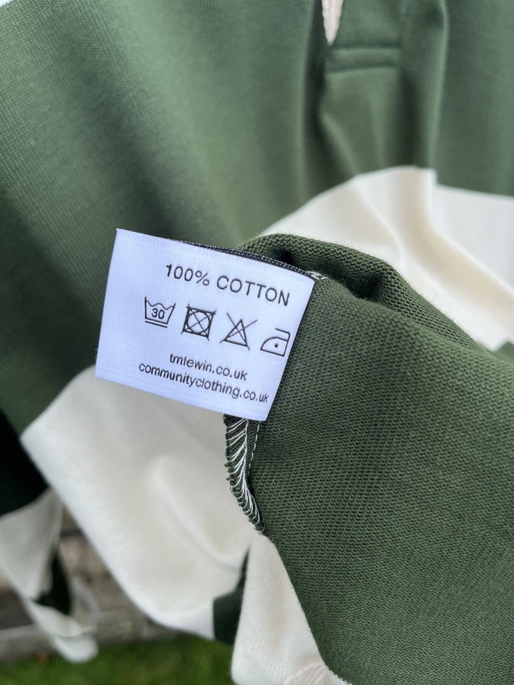 Community Clothing x TM Lewin Striped Rugby Shirt Green/ivory - Size L Brand New - Image 4 of 4