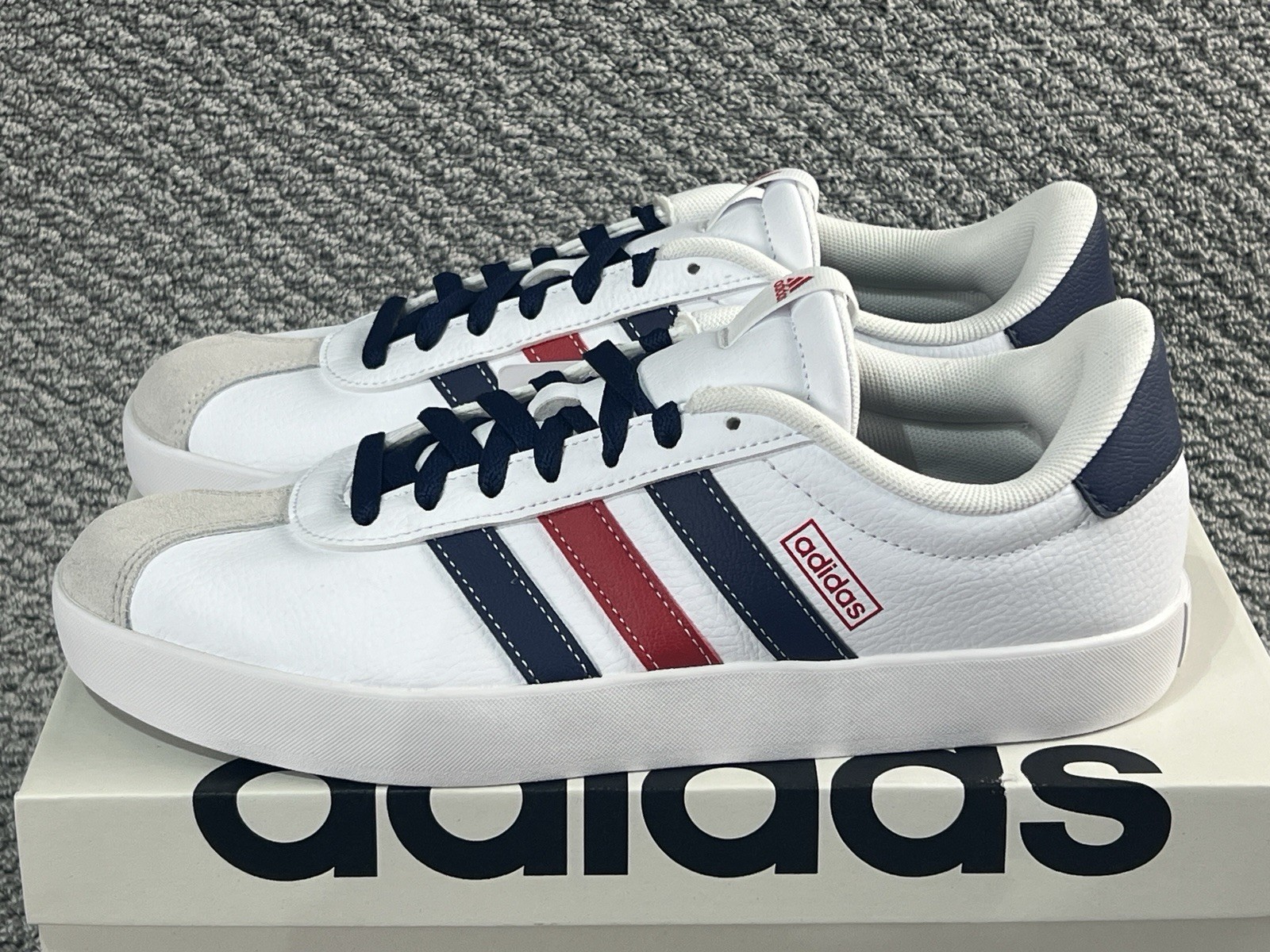 Adidas VL Court 3.0 Men’s Shoes Size 9.5 Cloud White Navy Blue Red Skateboarding