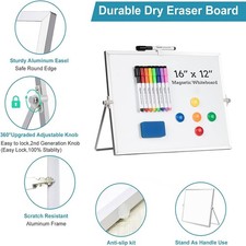 Dry Erase White Board Magnetic Desktop Whiteboard 16 X 12 Inch with Stand