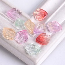 20pcs 15x12mm Leaf Crystal Glass Loose Pendants Beads For Jewellery Crafts DIY