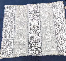 Antique French Linen Tablecloth Vintage linen Lace Needle Lace it195
