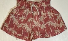 Zara Little Girl Sz 6 Shorts Elastic Waist Coral Iovry Palm Trees Elastic Waist