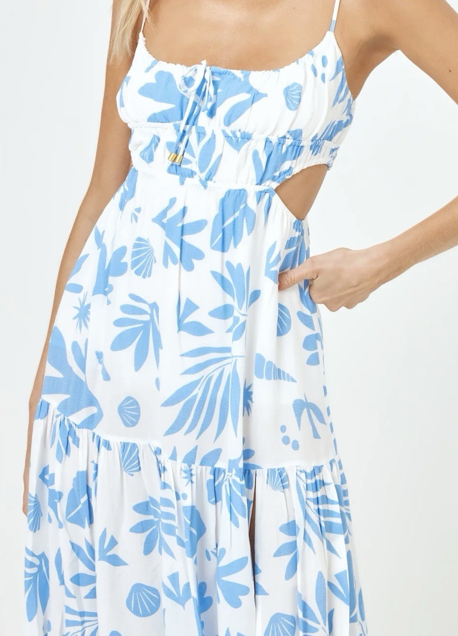 NWT- L*Space ‘Sandra’ Floral Dress w/cutouts at waist - Sz M/L