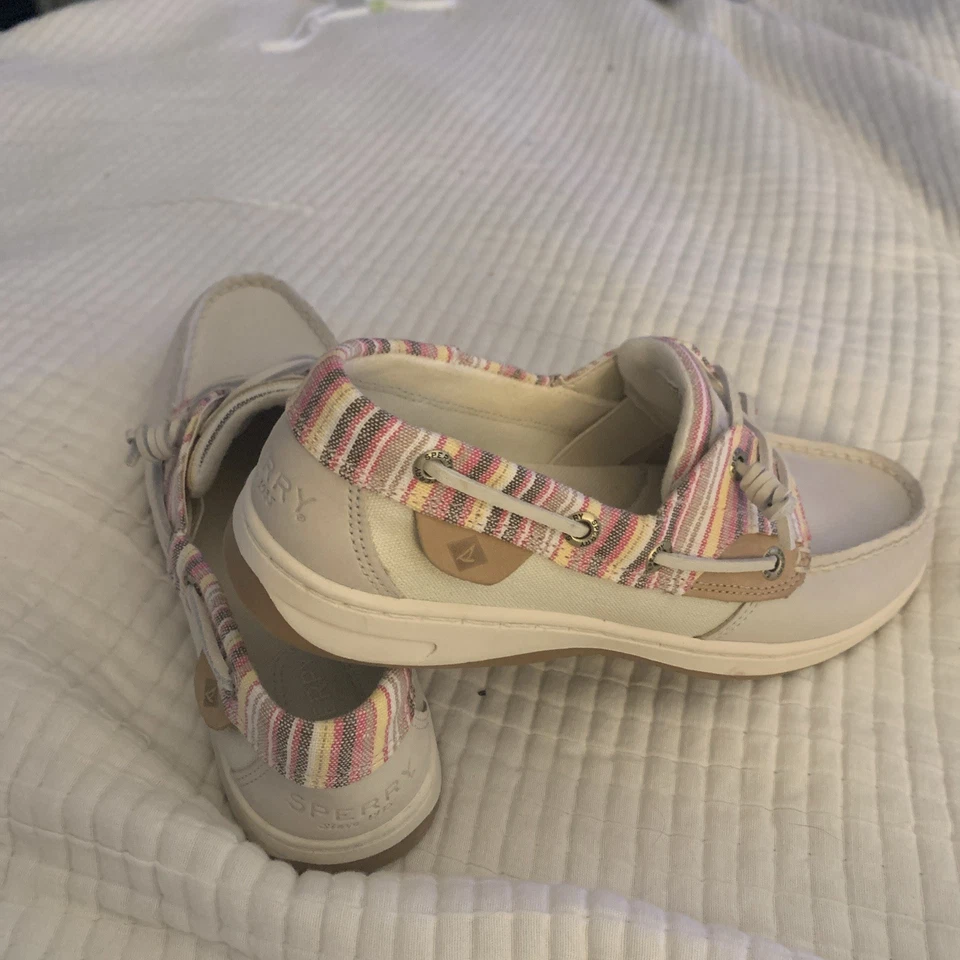 Zapatos Sperry Boat Mujer Talla 7M Cuero Acentos Coloridos Top Deslizante Planos Sin Cordones Foto 3 de 4