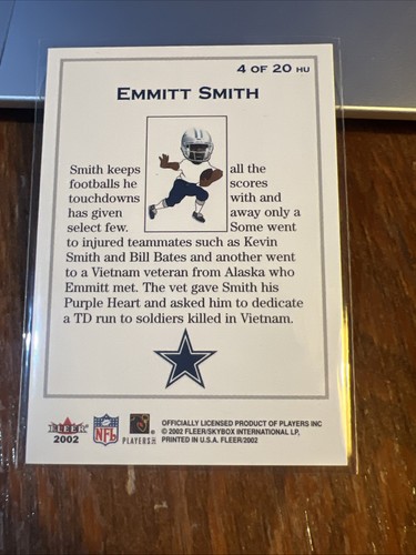 Emmitt Smith 2002 Fleer Tradition Headliners #4HU HOF SP Dallas Cowboys - Picture 4 of 6