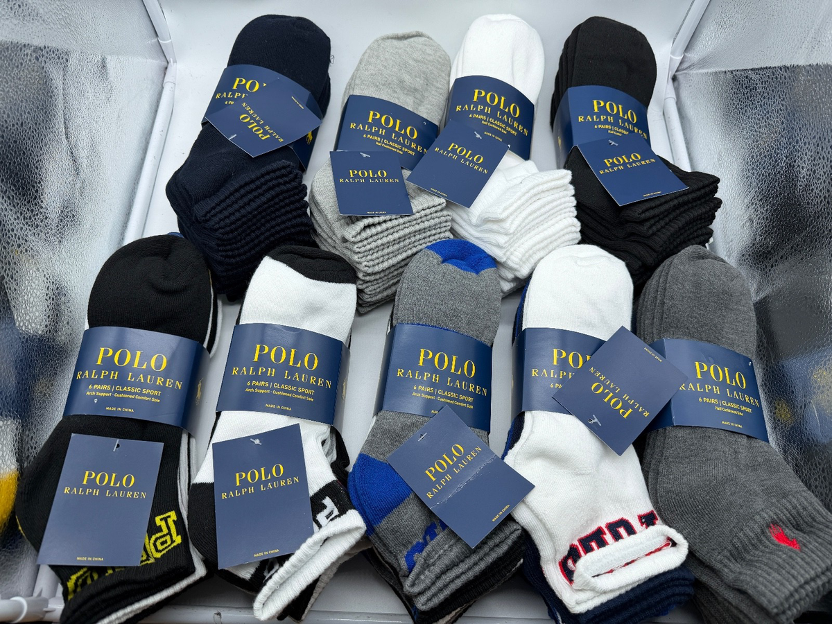 NEW 6 PAIRS MENS POLO RALPH LAUREN ANKLE CUT SOCKS CLASSIC SPORT