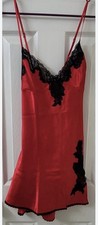 Vintage Y2K Red Satin Fredericks of Hollywood Nightgown baby doll Lace XL