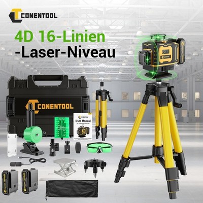 360° 16 Line Laser Level Kreuzlinienlaser Selbstnivellierend Wasserwaage +Stativ