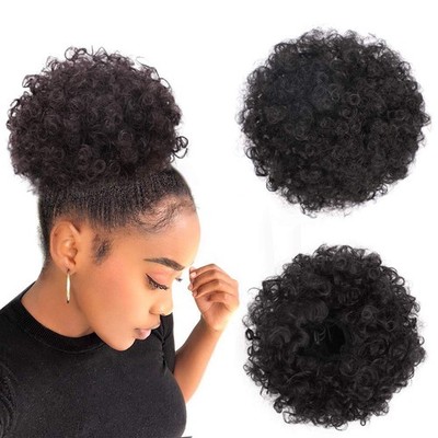 Yinmei Baibian Afro Puff Drawstring Ponytail Kinky Curly Bun Hair Synt