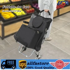 Portable Folding Wheeled Art Chair Cart Rolling Big Chair Cart With Storage