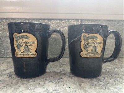 Glenlaurel Hocking Hills Ohio DENEEN POTTERY Hand Thrown Coffee 2 Mug Blue Black