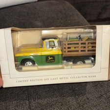SpecCast 1957 John Deere Chevy Stakebed w/ Lawnmower (78019) Bank NIB
