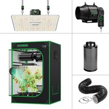 VIVOSUN Growbox set completo 60 x 60 x 90 cm 100 W tenda da coltivazione LED T4 ventilatore in linea 100 mm