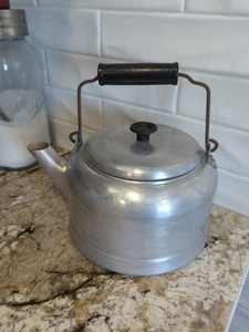 Vintage Comet Aluminum Tea Kettle With Wooden Handle Made In USA