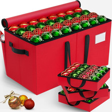 Large Christmas Ornament Storage Box with Adjustable Dividers and Trays