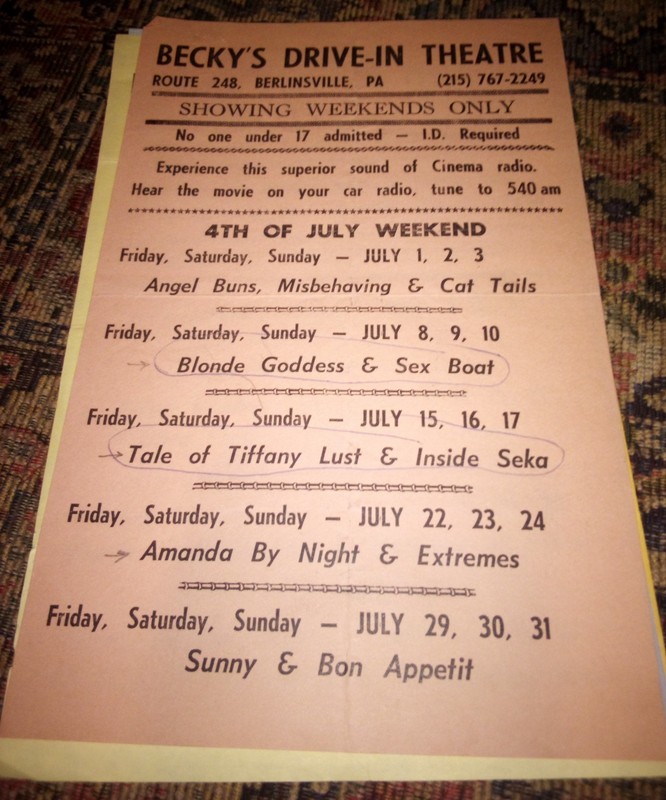 ADULT MOVIE program CALENDAR flyer lot (4) early 1980s BECKY'S DRIVE-IN SEKA