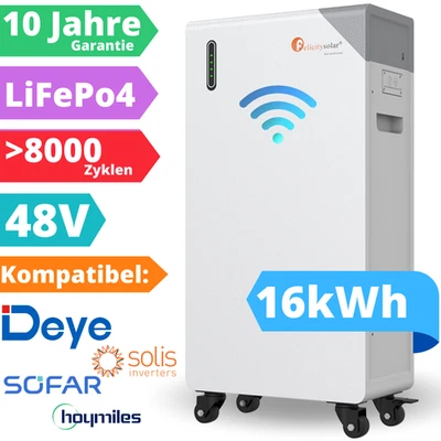 Felicity Solar Speicher Batteriespeicher 16 kWh PV Akku 48V LiFePO4 für Deye