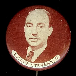 LARGE 1952 ADLAI E. STEVENSON PICTURE CAMPAIGN BUTTON - Photo 1/1