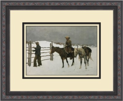 Frederic Remington The Fall of the Cowboy Custom Framed Print