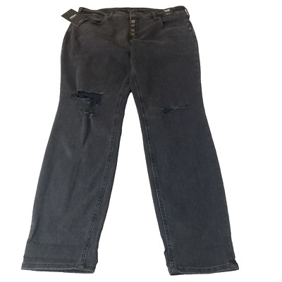 NWT Silver Jeans Boyfriend mid rise slim leg distressed 16W / 29 inseam Black