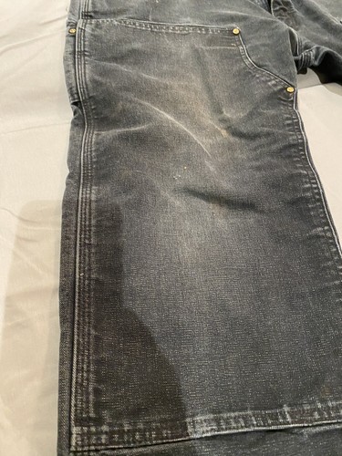 Carhartt Double Front Knee Black B01 - BLK Pants Distressed Vintage Paint 42x30 - Picture 5 of 23