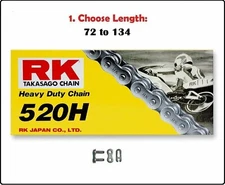 RK 520 HD Standard Non-sealed Motorcycle Drive Chain Natural w/ Clip Master Link