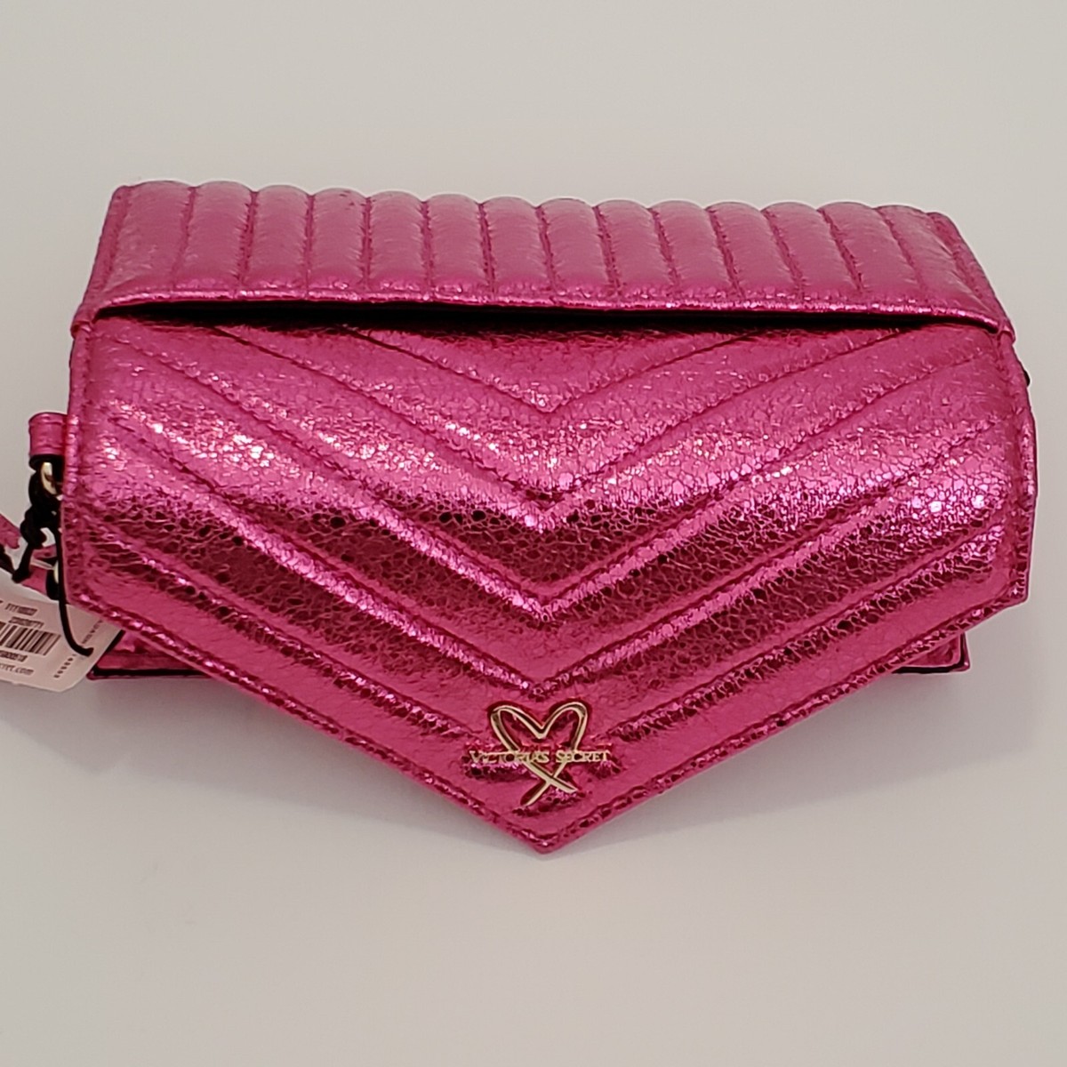 Victoria's Secret Wristlet Metallic Pink V Quilt Phone Cell Case
