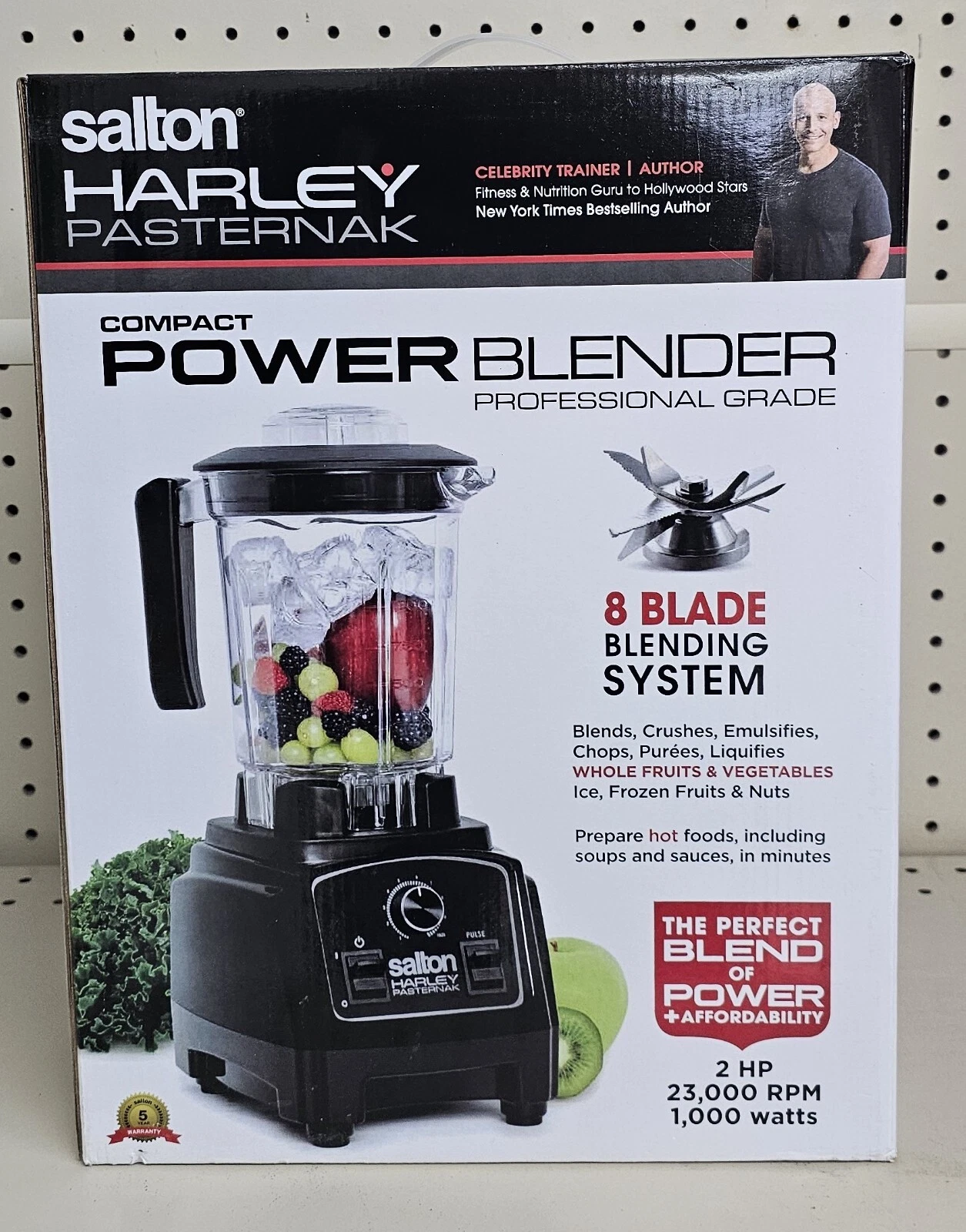 Salton Harley Pasternak Compact Power Blender Professional Grade, Black