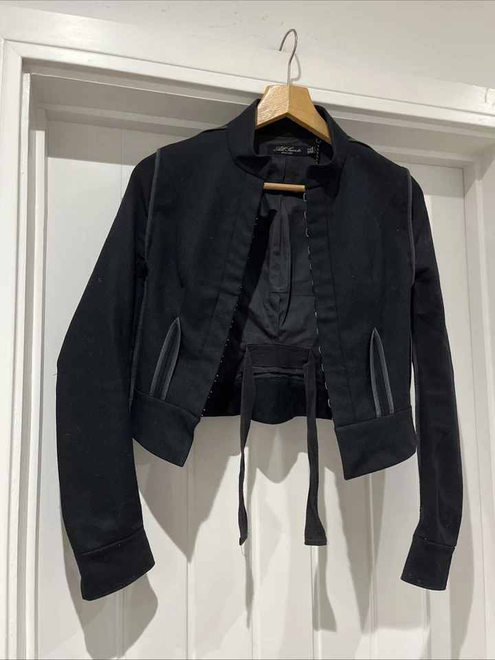 Blazer Militar AllSaints Yoni UK 6 Motociclista Negro Corto Forrado Mujer’s All Saints Foto 3 de 4