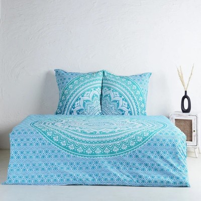 Blue Mandala Printed Queen Cotton Bedding Set Eco-Friendly Vibrant & Comfortable