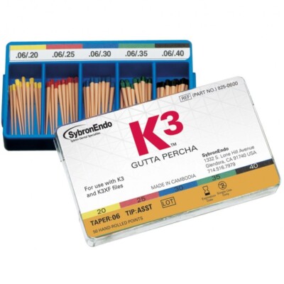 KERR 825-0625 Gutta Percha #25, .06 Taper Gutta Percha Points, 50/Pk EXP 3/26