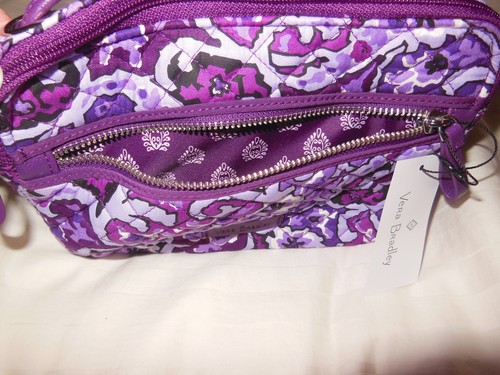 NWT Vera Bradley Iconic RFID LITTLE CROSSBODY in LILAC PAISLEY purse 22533-I94 - Picture 2 of 10