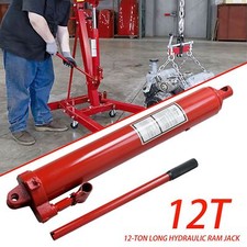 12t Ton Crane Hydraulic Long Ram Bottle Jack Engine Lift Cylinder  Hoist Pump