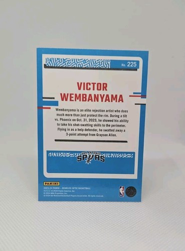 2023-24 Panini Donruss Optic Victor Wembanyama Rated Rookie Base #225 Spurs - Picture 2 of 2
