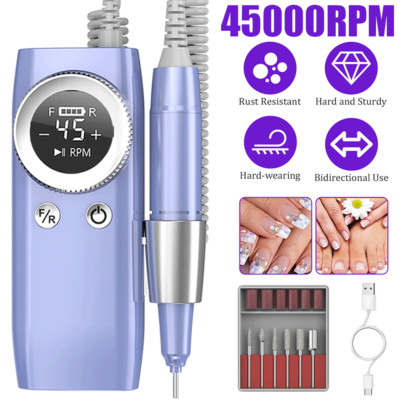 45000RPM Pro Rechargeable Electric Nail Drill Machine Portable Manicure Pedicure