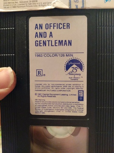 An Officer and a Gentleman VHS 1982 (Original First Release) Richard Gere - Picture 3 of 3