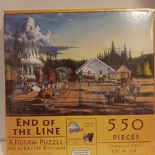 SunsOut "End Of The Line" Jigsaw Puzzle 550 pieces Made in the USA Train Sealed