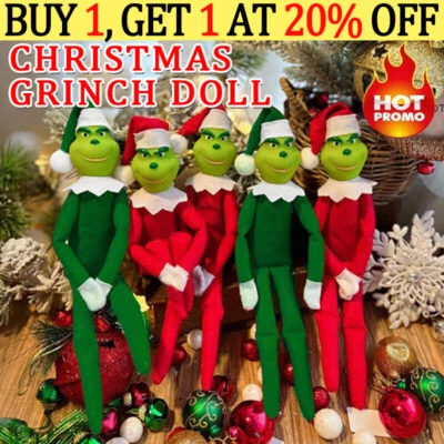 32cm Grinch on Shelf Plush Doll Toy Ornaments Christmas Tree DIY Decor Pendant