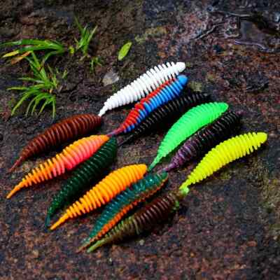 12x Forellenköder 1Gummiköder Trout Worm 6cm gerippt